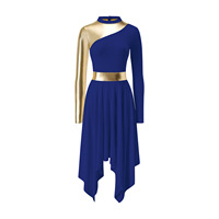 Robe de danse pour femme, costume de spectacle, patchwork de couleurs contrastées, robe de danse moderne, lyrique, valse, danse de salon, chorale d'église