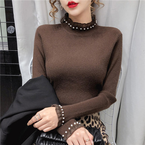 Suéter de Cuello Alto Personalizado al por Mayor, <span class=keywords><strong>Camiseta</strong></span> <span class=keywords><strong>Interior</strong></span> de Manga Larga para <span class=keywords><strong>Mujer</strong></span>, Otoño e Invierno, Nuevas Blusas - Product Image 3