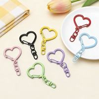 Porte-clés Cœur Mignon Couleur Bonbon avec Fermoir à Pression et Chaîne pour Petits Cadeaux, Breloque de Sac à Main, Accessoires de Bricolage, Breloque de Sac