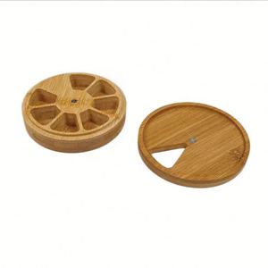 Hot Sale Bamboo Daily Vitamin Organizer Weekly Pill Storage Cases Portable Wooden Medicine Box Pill Box for Travel - Product Image 3