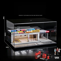 Collection Atelier Automobile SCJ 1:64 en Acrylique Premium - Atelier de Tuning Japonais de Luxe Réaliste avec Plusieurs Véhicules pour Étagères et Bureaux