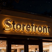 Enseigne lumineuse 3D personnalisée avec logo d'entreprise, lettres en or scintillantes, pour devanture de magasin, enseigne extérieure, signalétique imperméable