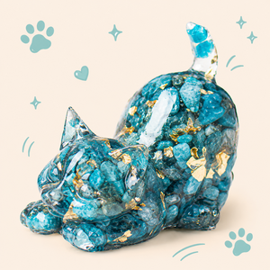 Ornement de chat en résine avec copeaux de cristal colorés et feuille d'or, <span class=keywords><strong>figurine</strong></span> animale pour décoration de collection - Product Image 4