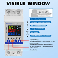 Disjoncteur intelligent Tuya 63A avec mesure de consommation kWh, monophasé, compteur d'énergie WIFI, protection contre les surtensions, les courants et les fuites à la terre, compatible Smart Life