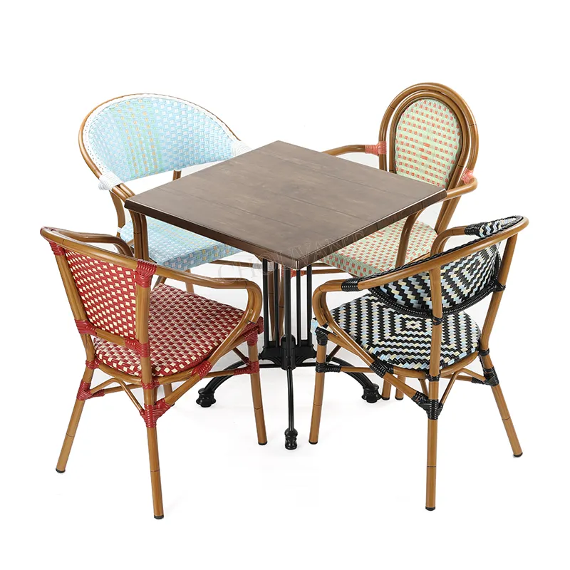 Ensemble de chaises avec cadre en aluminium PE, meubles d'extérieur en osier, mobilier en plastique et en rotin, style antique, pour terrasse, café, restaurant