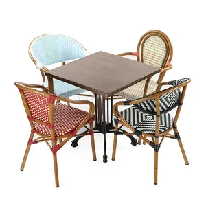 Набор уличных стульев из полиэтилена с алюминиевой рамой, плетеная Античная тростниковая синтетическая пластиковая мебель из ротанга для террасы, кафе, ресторана