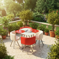 Großhandel Hochwertige Runde Esszimmer-Sets 1 Tisch 4 Stühle Viersitzer Wohn-Esszimmer Moderne Kleine Esszimmer-Sets
