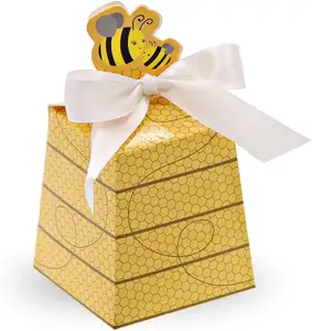 Creatieve Cartoon Bee Gele Chocolade Zoete Snoep Verpakking Doos Voor Baby Shower Verjaardagsfeestje Verpakking Geschenkdozen