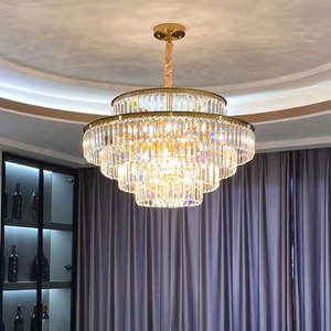 Zèle éclairage lustre en cristal moderne nouveau design suspendus pendentifs de lampe en or avec télécommande - Product Image 1