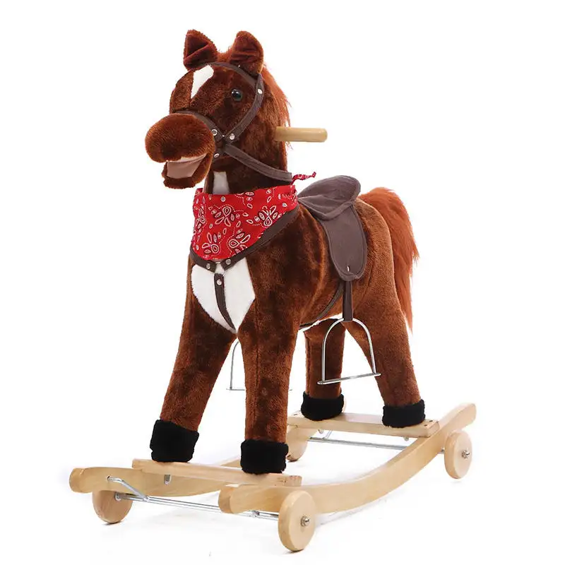 מרובה צבעים זול קטיפה סוס צעצוע תינוק סוס נדנדה סוס נדנדה צעצוע נסיעה בעלי החיים צעצוע