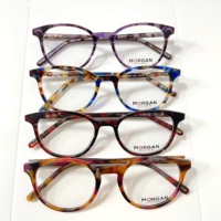 Montures de lunettes tendance vintage rondes à imprimé floral en acétate, polies à la main, pour myopie, stock mixte disponible