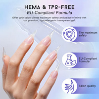 Gel dur sans chaleur pour extension d'ongles, marque privée, sans HEMA, auto-nivelant, acrylique, gel UV, à retirer par trempage, pour fournitures de salon de manucure