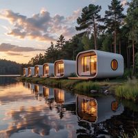 Maison préfabriquée de luxe Apple Cabin, structure en acier, maison modulaire miniature, bureau mobile en conteneur, villa moderne, hôtel de villégiature, pod, garantie 5 ans