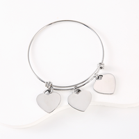 Bracelet extensible Ywyougang en acier inoxydable plaqué or avec pendentif cœur vierge pour gravure personnalisée, serti de pierres, bijou unisexe, cadeau