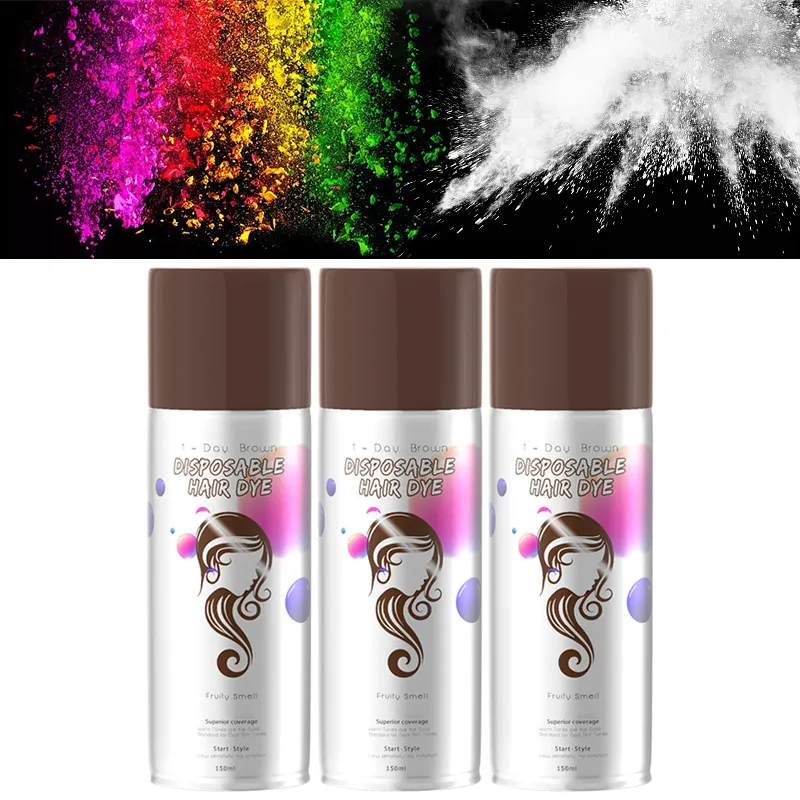 Spray de coloration capillaire jetable, 120ml, qualité supérieure, 12 sortes de paillettes pour la vente en gros oem