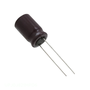 Distribuidor Autorizado, Condensador de Aluminio con Orificio Pasante 820UF 20% 6.3V RADIAL 820 uF UPJ0J821MPD6 - Product Image 1