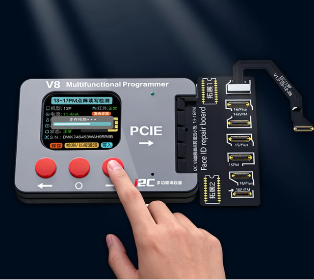 I2C V8 Programmer Multifunctional Dot Matrix Face ID Repair Data Storage Manageable for iPhone X to 17 Series Repair Tools