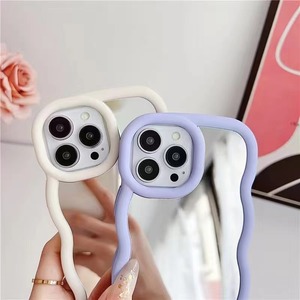 Gương phong cách sóng khung TPU Ins trang điểm chống sốc dễ thương bảo vệ kẹo màu đầy đủ Silicone sang trọng 2025 lớn điện thoại di động trường hợp - Product Image 4