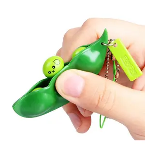 Lilangda Mainan Sensorik Fidget Popper, Gantungan Kunci Squishy Mainan Kacang Antistres Poppit Peras Kacang Autisme untuk Anak-anak