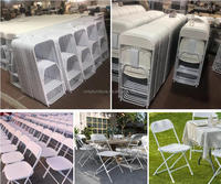 Chaise de salle à manger pliable portable en résine Wimbledon blanche de haute qualité, réglable en hauteur, pour appartement, extérieur et événements
