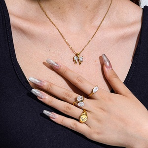 Anelli Grossisti Joolim Gioielli Placcati in Oro 18K per Donna, Robusti in Acciaio Inossidabile con Grande Zirconia a Occhio di Cavallo, Anelli Graziosi - Product Image 2