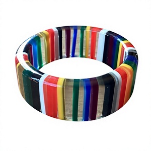 Bracelets en résine acrylique sculptée classiques, design unique orange et noir, motif floral fantaisie, bijoux unisexes, anniversaire femme - Product Image 5
