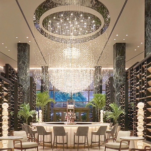 ECOJAS CL-004 Phong Cách Bắc Âu Khách Sạn Lớn Treo Phòng Khách Lớn Đám Cưới Dài Led Hiện Đại Trần Pha Lê Sang Trọng Đèn Chùm - Product Image 1