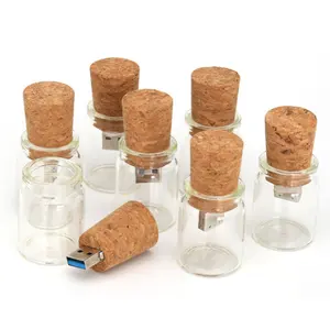 Message in a glass Bottle with wood cork USB 2.0 4GB 8GB 16GB 32GB 64GB USB Flash Drive Memory Stick 128GB 3.0