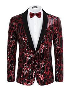<span class=keywords><strong>Veste</strong></span> blazer à paillettes pour hommes, vestes de <span class=keywords><strong>smoking</strong></span> élégantes à un bouton pour fête, dîner et bal de promo - Product Image 1