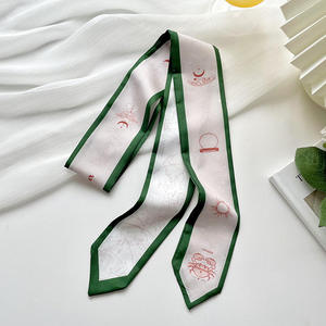Foulards personnalisés en sergé long à bord vert étroit avec imprimé d'animal de soleil de lune Conception de crevettes de <span class=keywords><strong>crabe</strong></span> fourre-tout Foulards maigres pour poignée de sac - Product Image 5