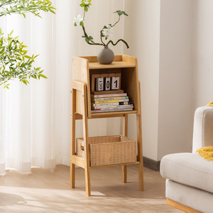 Zhui Zhu Multi Tier Bookshelf <b>Small</b> Wooden <b>Bookcase</b> With Back Space Saving For Living Room Storage Rack - Product Image 2