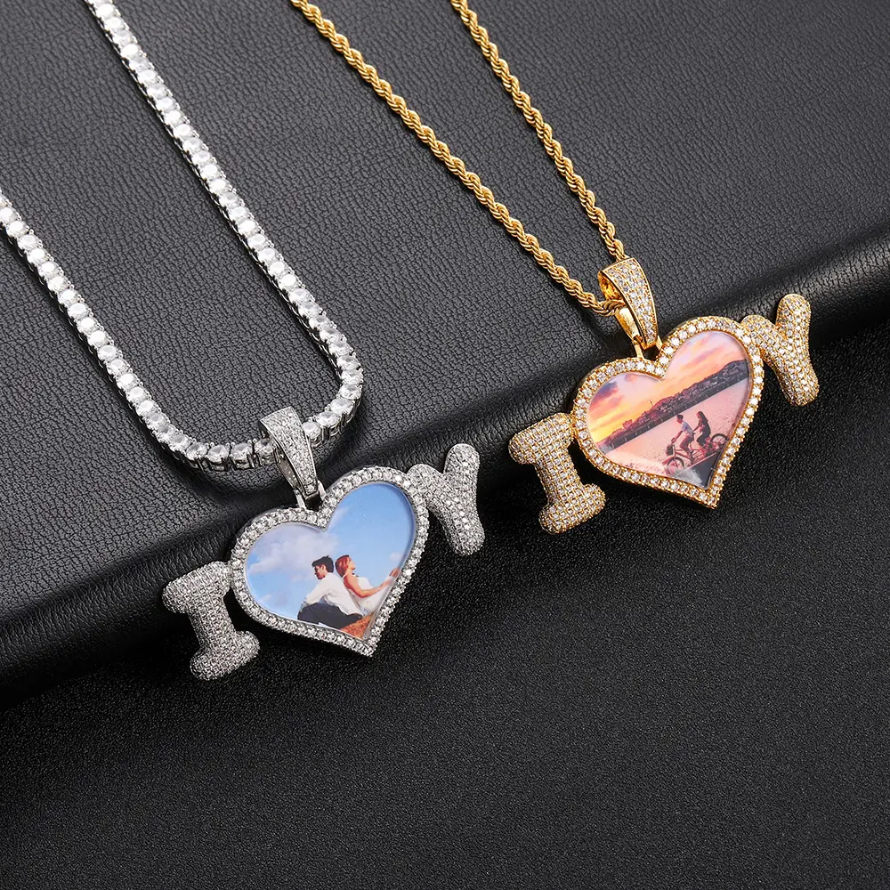 Bling Spaces CZ Iced Out Locket หน่วยความจําภาพที่กําหนดเองภาพ DIY จี้ระเหิด