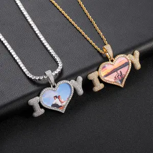 Bling Blanks CZ Iced Out Memory Locket Custom Picture Photo DIY Sublimation Pendants