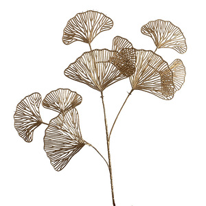3 Branches Faux Plastique <span class=keywords><strong>Biloba</strong></span> Feuilles de <span class=keywords><strong>Ginkgo</strong></span> Artificielles Or avec Tige pour Pâques Noël Halloween Retour à l'école Décorations - Product Image 1