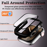NEXVOGUE Casing Olahraga & Fashion Anti Gores Anti Sidik Jari Kaca Tempered PC Ultra Keras Hitam untuk Jam Tangan 38-46Mm