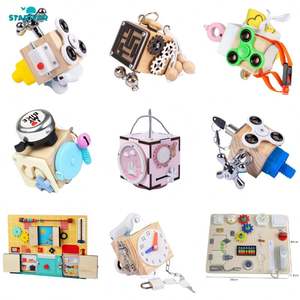 Mainan Aktivitas Sensorik Anak  Meningkatkan Keterampilan Belajar Papan Gambar Dua Sisi Balita Montessori Papan Sibuk Kayu - Product Image 4