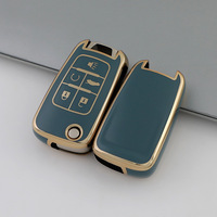 Casing Kunci Mobil TPU Flip Fob untuk Chevrolet Cruze Camaro Buick Regal 5 Tombol, Aksesoris Pelindung Kunci