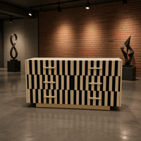 Armoire murale de rangement pour salon en bois massif d'inspiration rétro avec décoration de tiroirs - Commode à six tiroirs