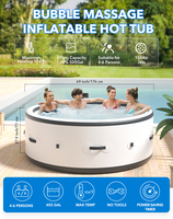 Grande baignoire gonflable avec 140 jets à bulles, éclairage LED et système de chauffage rapide pour la relaxation en spa en extérieur ou en intérieur
