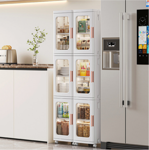 Armoire de rangement <span class=keywords><strong>étroite</strong></span> pour salon et cuisine avec <span class=keywords><strong>roulettes</strong></span>, <span class=keywords><strong>étagère</strong></span> réglable, organisateur de garde-manger pour les espaces étroits et hauts - Product Image 4