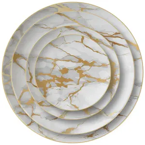 Wedding charger plates gold and marble bone china gold marble print ceramic dinner set