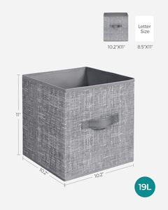 Best Price 6pcs 11-Inch <b>Collapsible</b> Non-Woven Fabric <b>Storage</b> Cube Boxes Double Handles Functional Foldable Organizer Bins Wood - Product Image 3