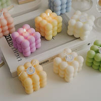 Bougie à bulles parfumée en cire de soja, aromathérapie, cube 3D, faite à la main, décoration esthétique pour la maison, cadeaux de mariage, cadeaux de fête, accessoires photo, colorée