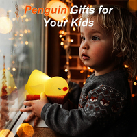 Mignon Pingouin Rechargeable Silicone Veilleuse Tactile Contrôle LED Lampe De Chevet Enfants Cadeau D'anniversaire