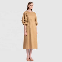 Personnalisé haut de gamme Designers marque femmes vêtements été 3/4 manches bouffantes kaki lâche longues robes décontractées