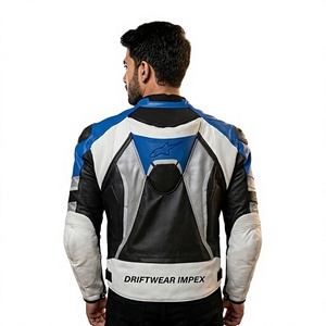 Blouson de moto en cuir pour hommes adultes, équipement de protection CE, respirant, coupe-vent, manches longues, pour la course sur circuit, tenue de moto avant la course - Product Image 2