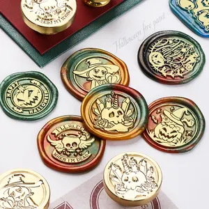 Halloween Series Copper Head Seal Wax Stamp Replacement Carved Sealing Tool Holiday Party Invitation Letter Gift Decoration