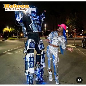 Uture Creative Predator Stilts <span class=keywords><strong>Walker</strong></span> Costume pour Adultes Unisexe Rouge LED Robot Power <span class=keywords><strong>Ranger</strong></span> Spandex Modal Tenue de Scène - Product Image 1