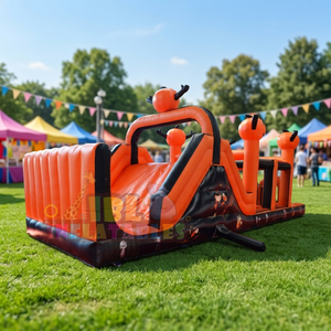 Parcours d'obstacles gonflable commercial en forme de citrouille pour Halloween, course de défi gonflable, aire de jeux extérieure pour événements et location commerciale - Product Image 2