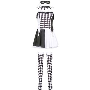Vestido <span class=keywords><strong>de</strong></span> <span class=keywords><strong>Payaso</strong></span> a Cuadros Blancos y Negros con Diamantes, Disfraz Estilo Harley Quinn para Halloween, Traje para Fiestas, Juegos <span class=keywords><strong>de</strong></span> Rol y Actuaciones - Product Image 5